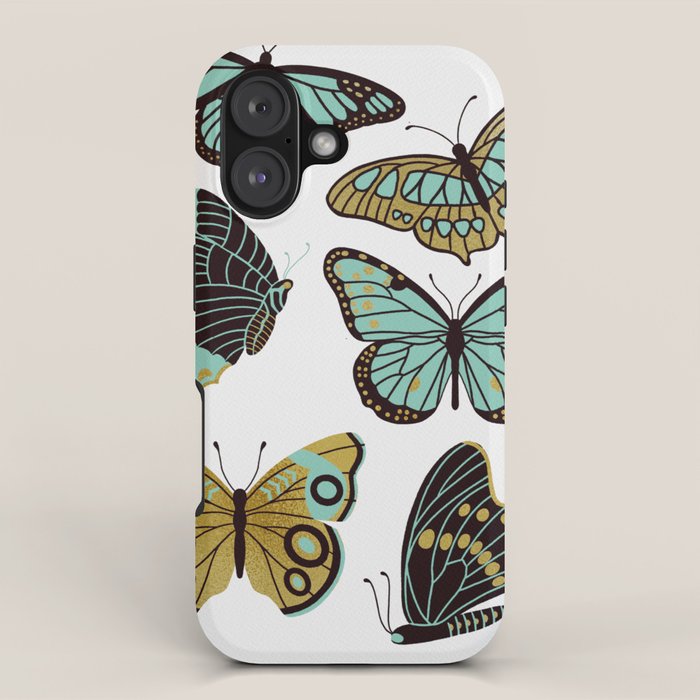 Texas Butterflies - Mint and Gold iPhone Case Gallery Image 1