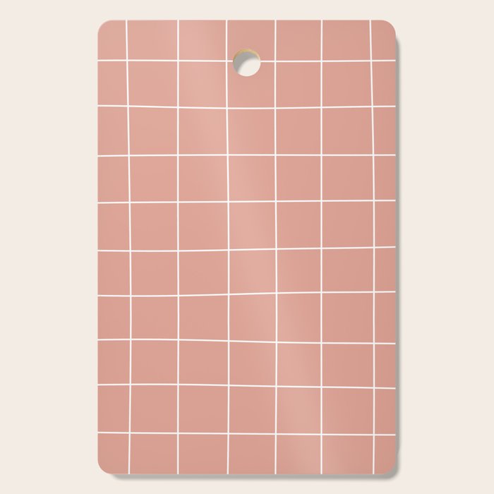 Hand Drawn Grid Pattern Peach Pink Cutting Board Gallery Image 1
