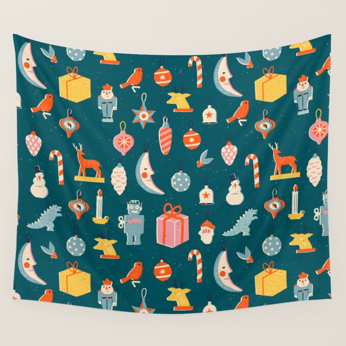 Christmas vintage toys Wall Tapestry Gallery Image 1