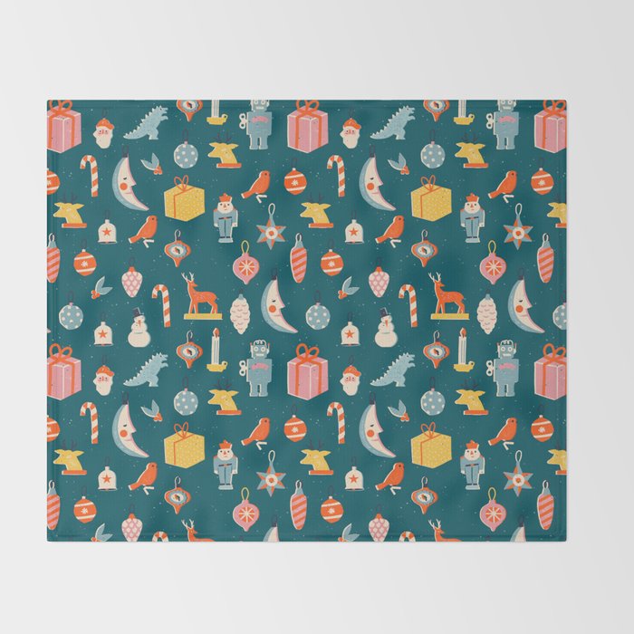 Christmas vintage toys Throw Blanket Gallery Image 2