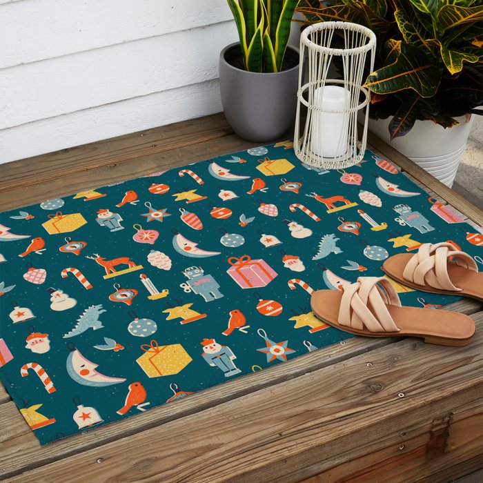 Christmas vintage toys Outdoor Rug Gallery Image 2