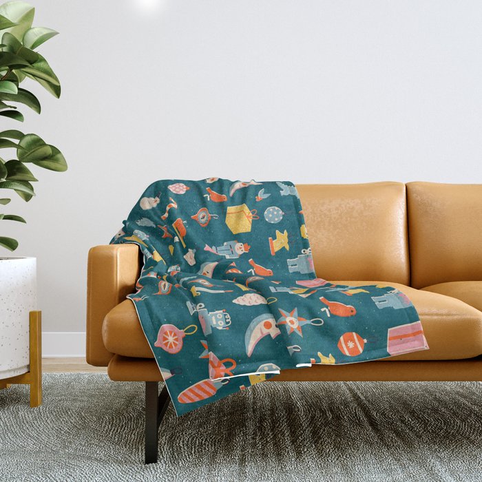 Christmas vintage toys Throw Blanket Gallery Image 1