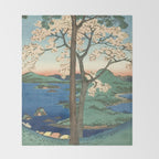 Utagawa Hiroshige - Inaba Province, Karo Koyama - Vintage Japanese Woodblock Print, 1853 Throw Blanket Gallery Image 2
