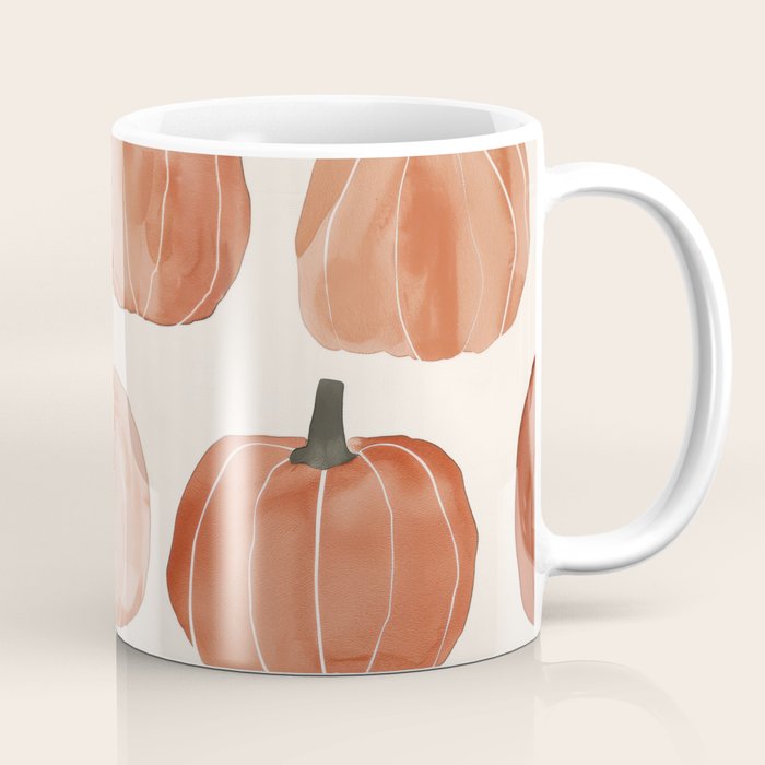 Boho Autumn Cute Pumpkins Cozy Fall Watercolor Illustration Coffee Mug Gallery Image 1