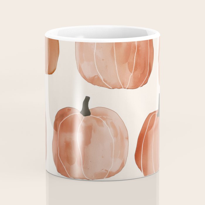 Boho Autumn Cute Pumpkins Cozy Fall Watercolor Illustration Coffee Mug Gallery Image 4
