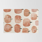 Boho Autumn Cute Pumpkins Cozy Fall Watercolor Illustration Rug Gallery Image 2