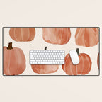 Boho Autumn Cute Pumpkins Cozy Fall Watercolor Illustration Desk Mat Gallery Image 1