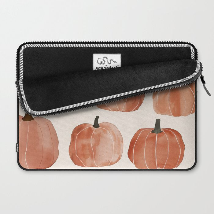 Boho Autumn Cute Pumpkins Cozy Fall Watercolor Illustration Laptop Sleeve Gallery Image 2