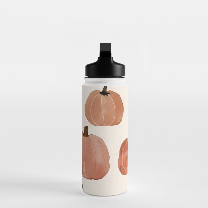 Boho Autumn Cute Pumpkins Cozy Fall Watercolor Illustration Water Bottle Gallery Image 3