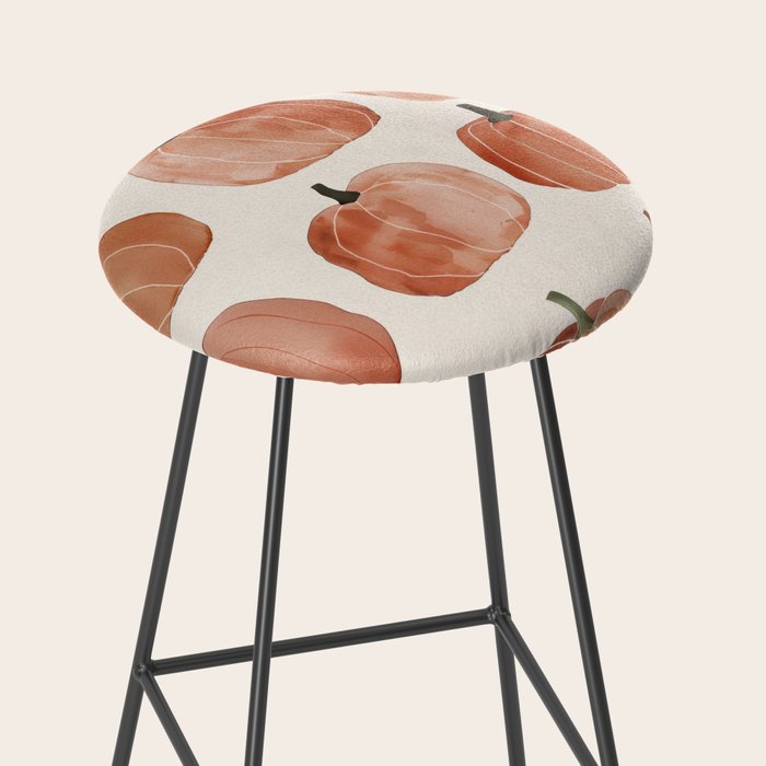 Boho Autumn Cute Pumpkins Cozy Fall Watercolor Illustration Stool Gallery Image 2