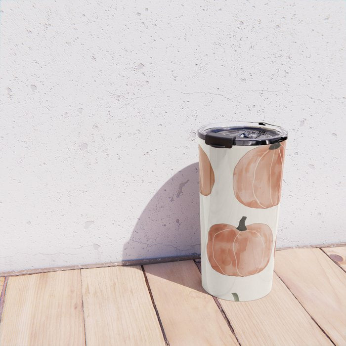 Boho Autumn Cute Pumpkins Cozy Fall Watercolor Illustration Travel Mug Gallery Image 4