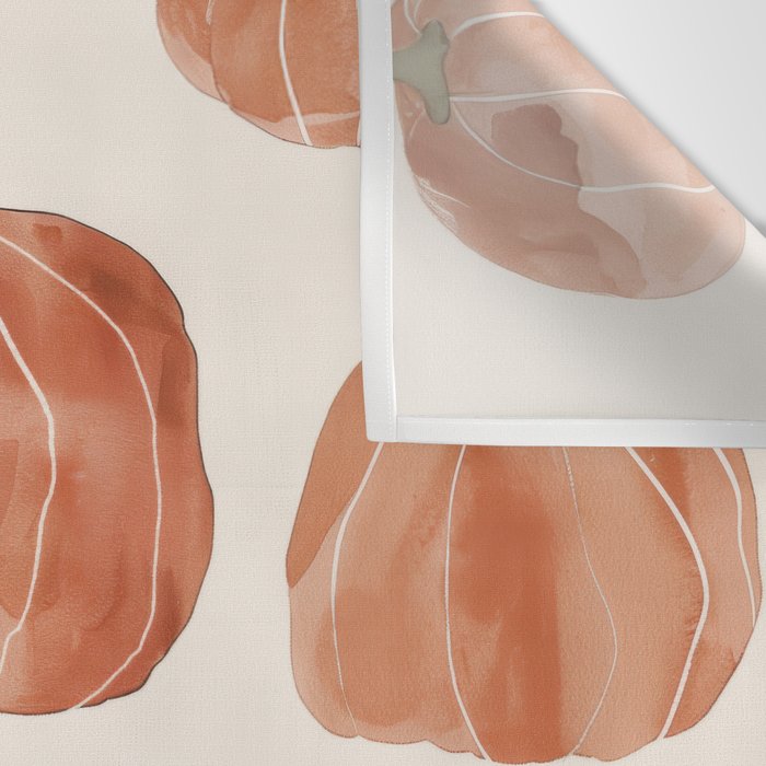 Boho Autumn Cute Pumpkins Cozy Fall Watercolor Illustration Wall Tapestry Gallery Image 3