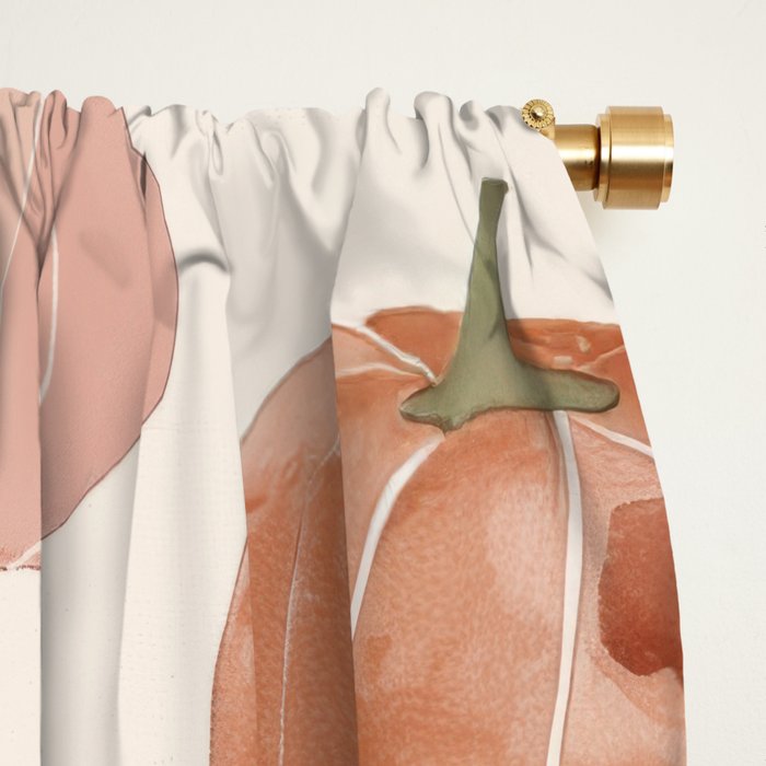 Boho Autumn Cute Pumpkins Cozy Fall Watercolor Illustration Window Curtain Gallery Image 2