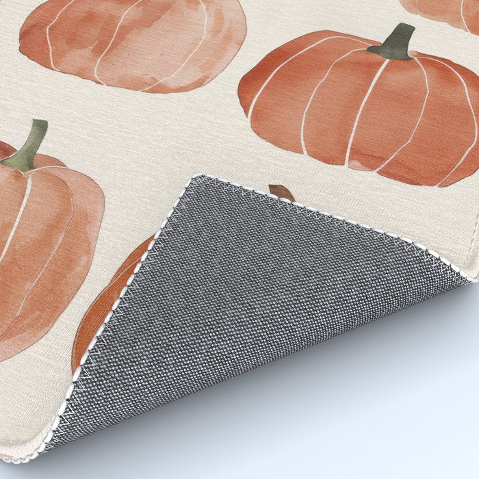 Boho Autumn Cute Pumpkins Cozy Fall Watercolor Illustration Rug Gallery Image 4