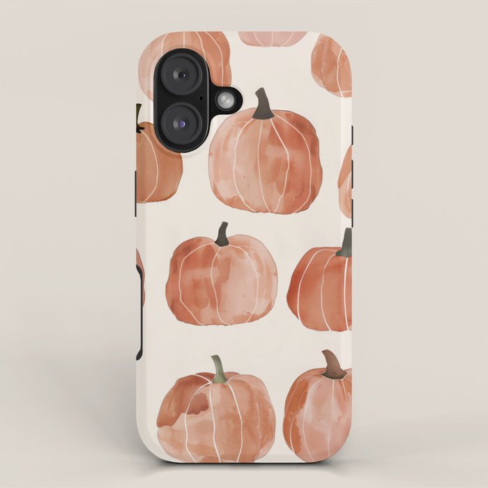 Boho Autumn Cute Pumpkins Cozy Fall Watercolor Illustration iPhone Case Gallery Image 1