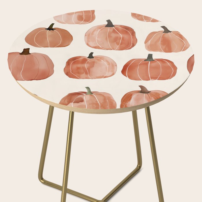 Boho Autumn Cute Pumpkins Cozy Fall Watercolor Illustration Side Table Gallery Image 2