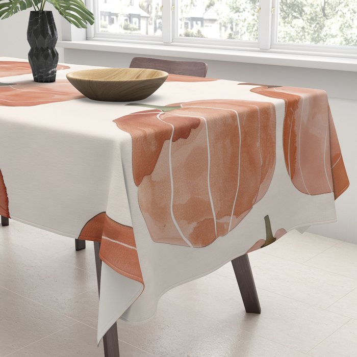 Boho Autumn Cute Pumpkins Cozy Fall Watercolor Illustration Tablecloth Gallery Image 3