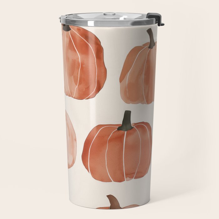 Boho Autumn Cute Pumpkins Cozy Fall Watercolor Illustration Travel Mug Gallery Image 2