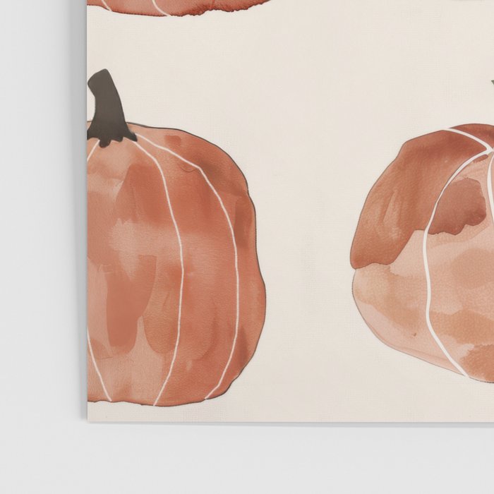 Boho Autumn Cute Pumpkins Cozy Fall Watercolor Illustration Poster Gallery Image 3