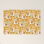 White Llama with flowers Welcome Mat Gallery Image 1