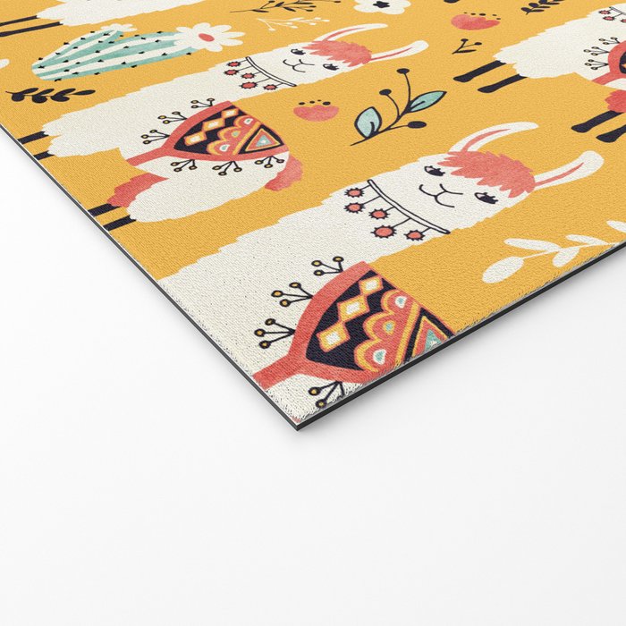 White Llama with flowers Welcome Mat Gallery Image 2