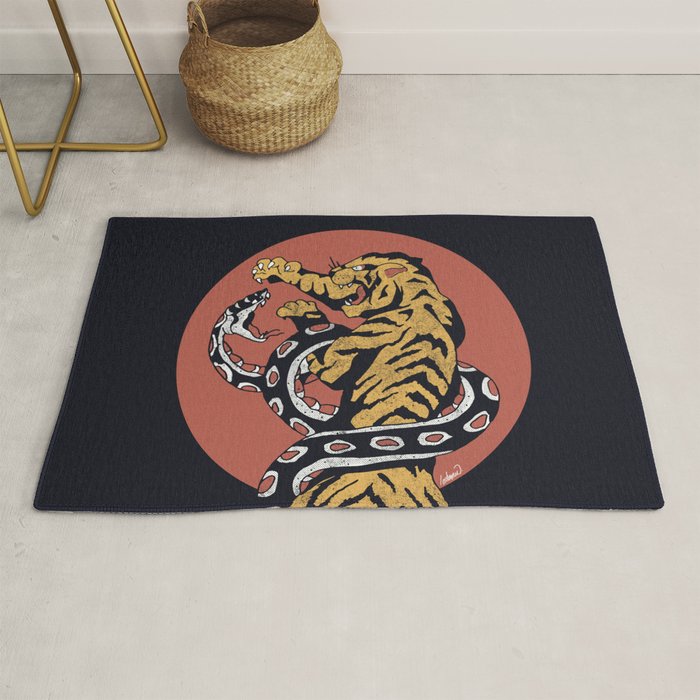 Classic Tattoo Snake vs Tiger Rug Gallery Image 1