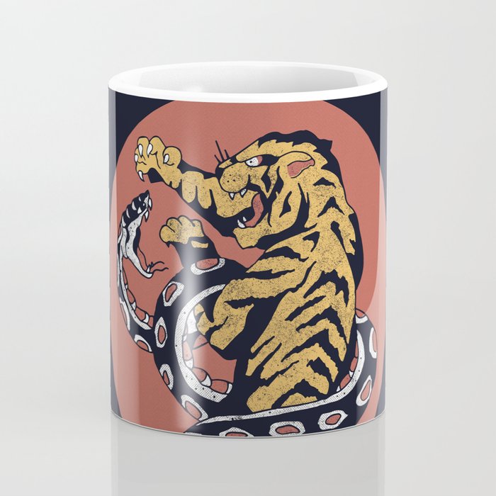 Classic Tattoo Snake vs Tiger Coffee Mug Gallery Image 4