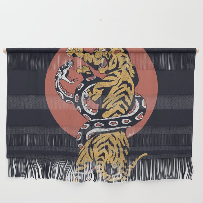 Classic Tattoo Snake vs Tiger Wall Hanging Gallery Image 1