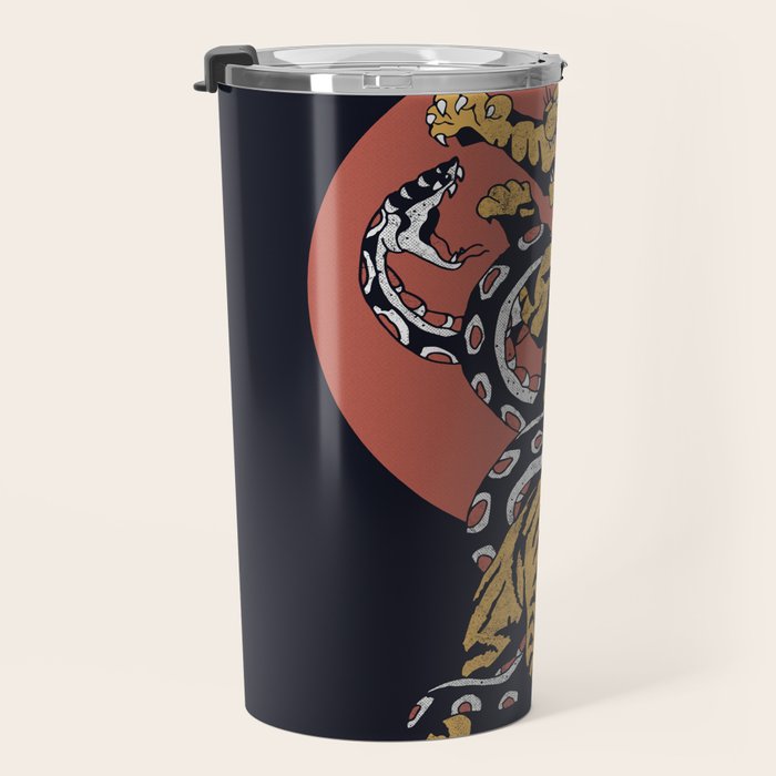 Classic Tattoo Snake vs Tiger Travel Mug Gallery Image 3