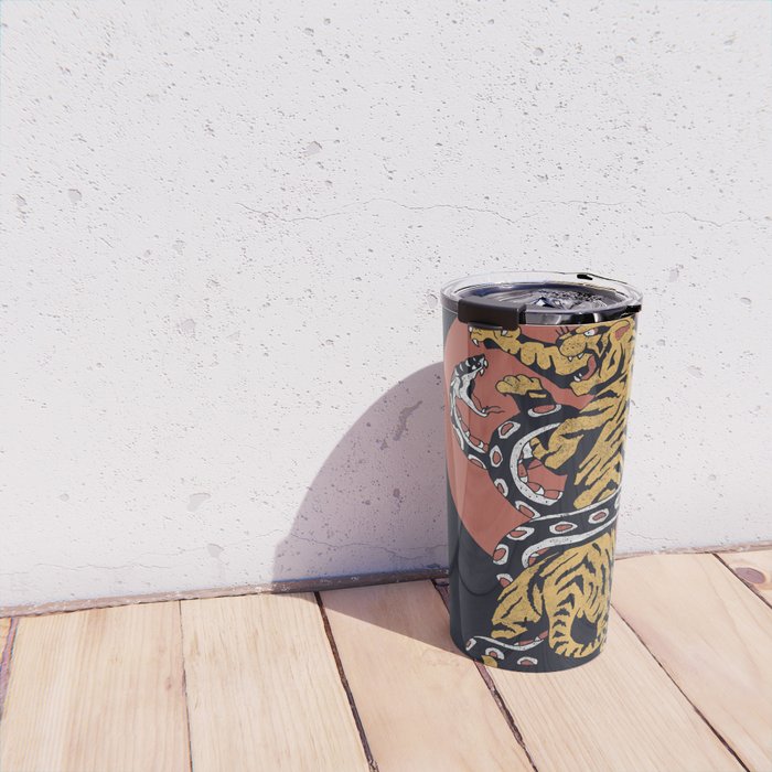 Classic Tattoo Snake vs Tiger Travel Mug Gallery Image 4