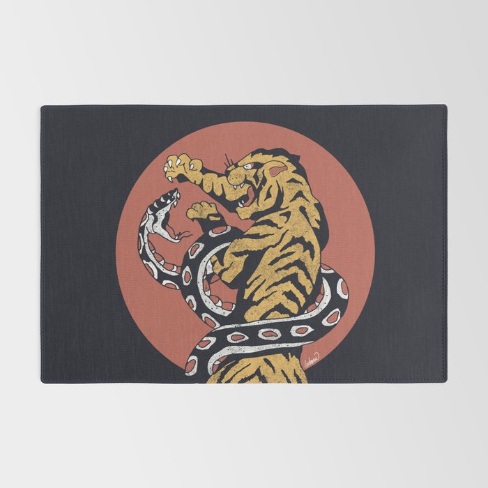 Classic Tattoo Snake vs Tiger Rug Gallery Image 2