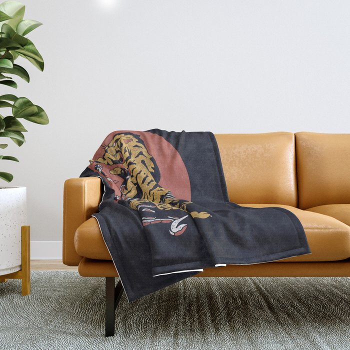 Classic Tattoo Snake vs Tiger Throw Blanket Gallery Image 1