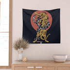 Classic Tattoo Snake vs Tiger Wall Tapestry Gallery Image 2