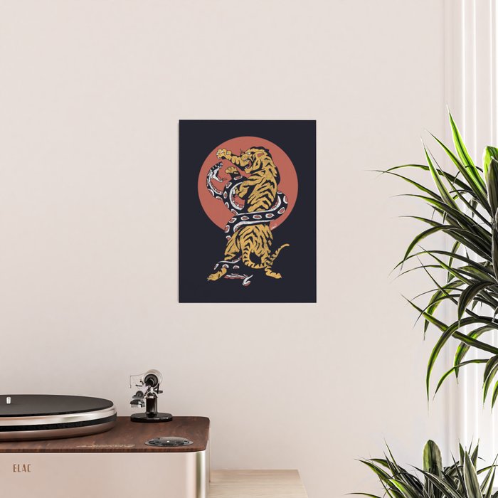 Classic Tattoo Snake vs Tiger Poster Gallery Image 2