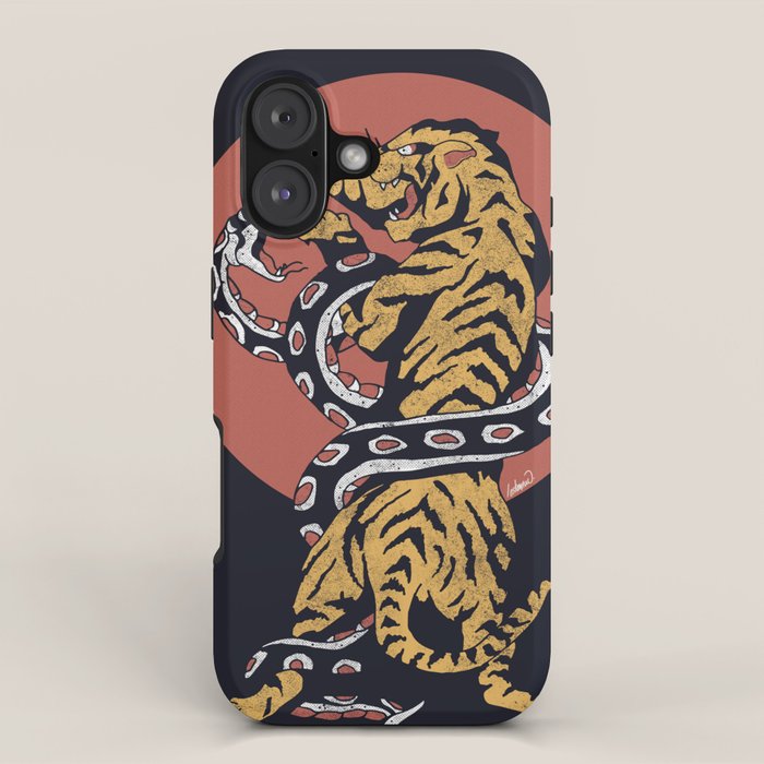 Classic Tattoo Snake vs Tiger iPhone Case Gallery Image 1
