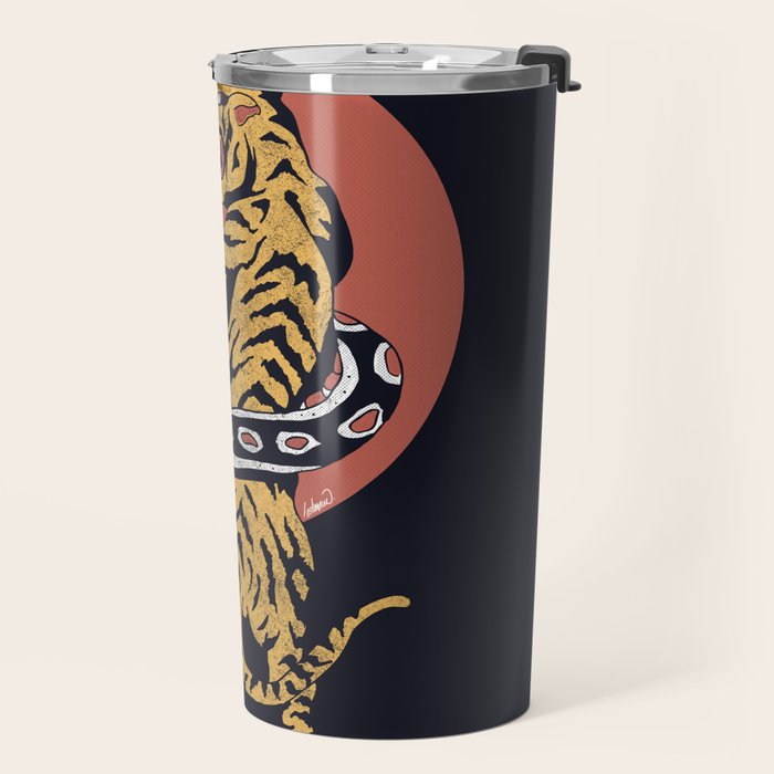 Classic Tattoo Snake vs Tiger Travel Mug Gallery Image 2