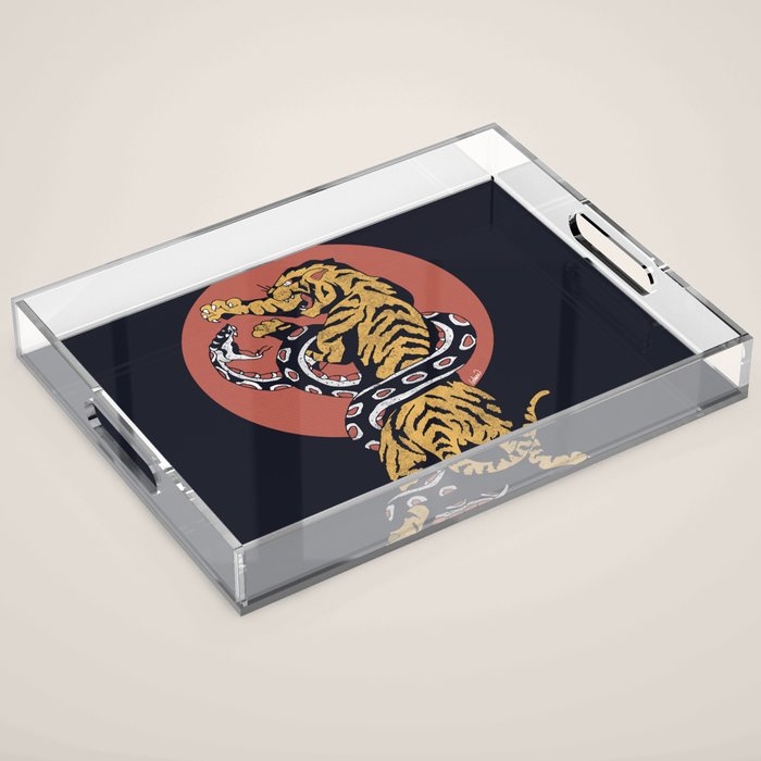 Classic Tattoo Snake vs Tiger Acrylic Tray Gallery Image 1