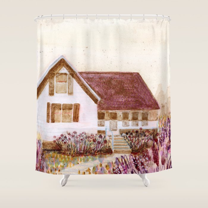 The Old Country Farm in Rustic Brown - Farm House Decor Shower Curtain Gallery Image 1