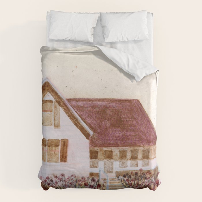 The Old Country Farm in Rustic Brown - Farm House Decor Duvet Cover Gallery Image 1