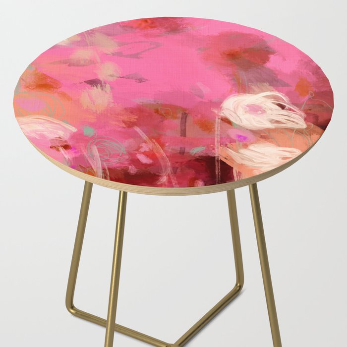 pink floral illusion abstract art Side Table Gallery Image 2