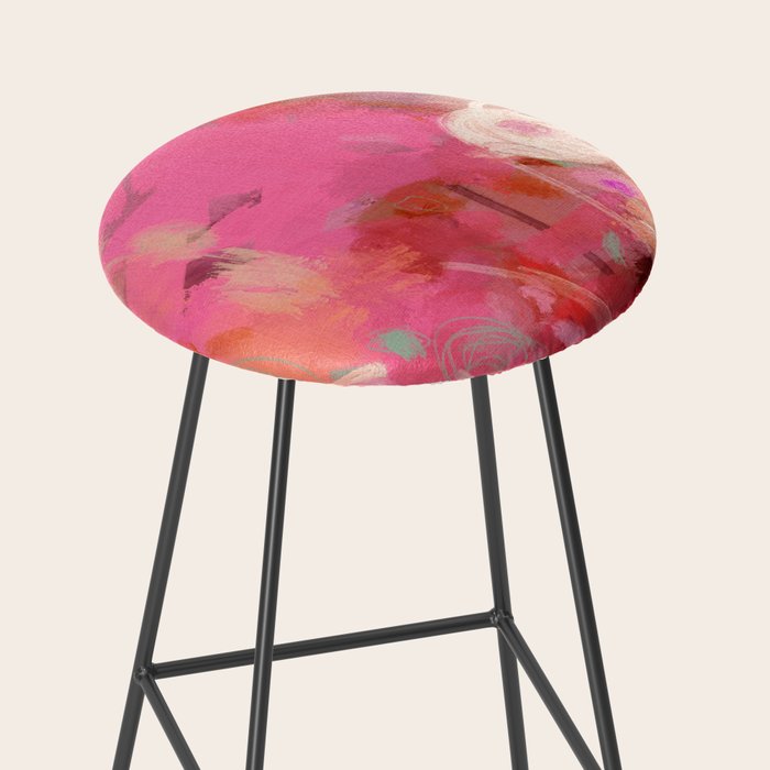 pink floral illusion abstract art Stool Gallery Image 2