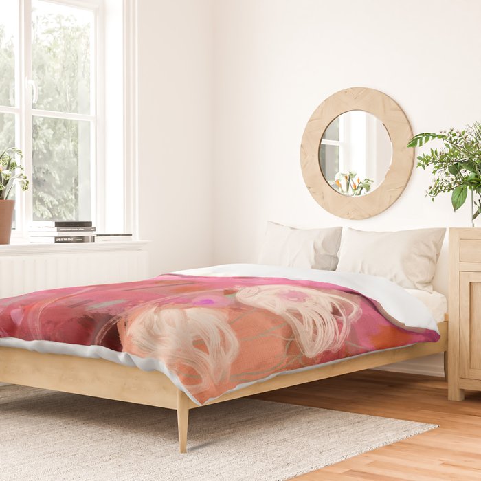 pink floral illusion abstract art Duvet Cover Gallery Image 2