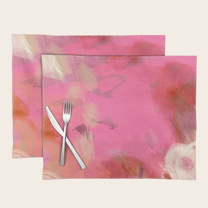 pink floral illusion abstract art Placemat Gallery Image 1