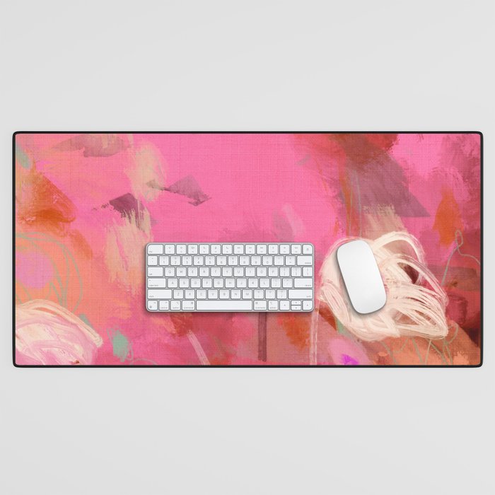 pink floral illusion abstract art Desk Mat Gallery Image 1