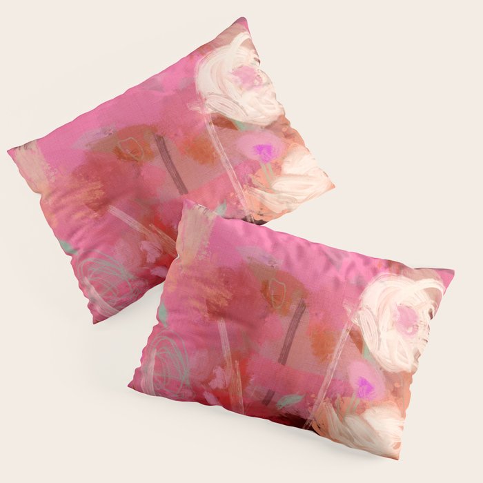 pink floral illusion abstract art Pillow Sham Gallery Image 1
