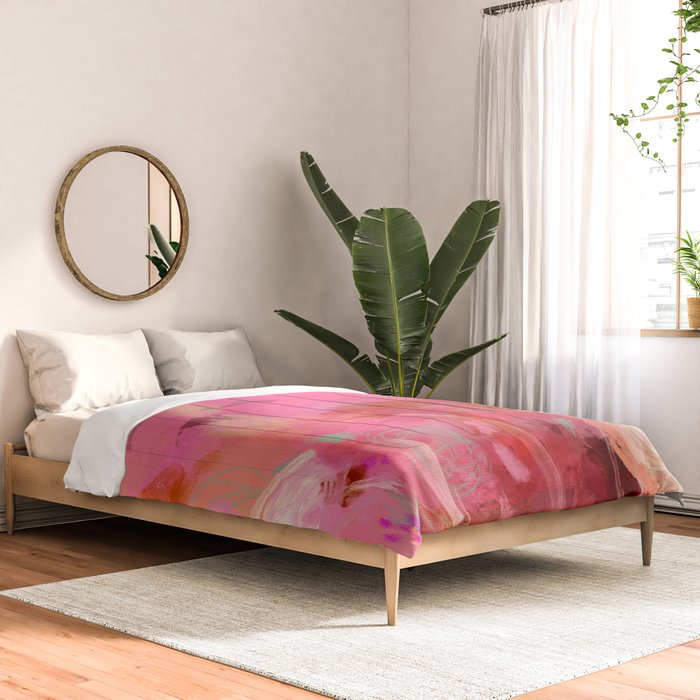 pink floral illusion abstract art Comforter Gallery Image 2