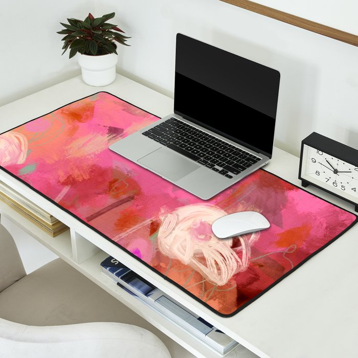 pink floral illusion abstract art Desk Mat Gallery Image 2