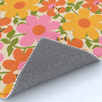 Bright Flowers and Bees Yellow Pink Orange Green Floral Rug Gallery Image 4