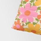 Bright Flowers and Bees Yellow Pink Orange Green Floral Pillow Sham Gallery Image 4