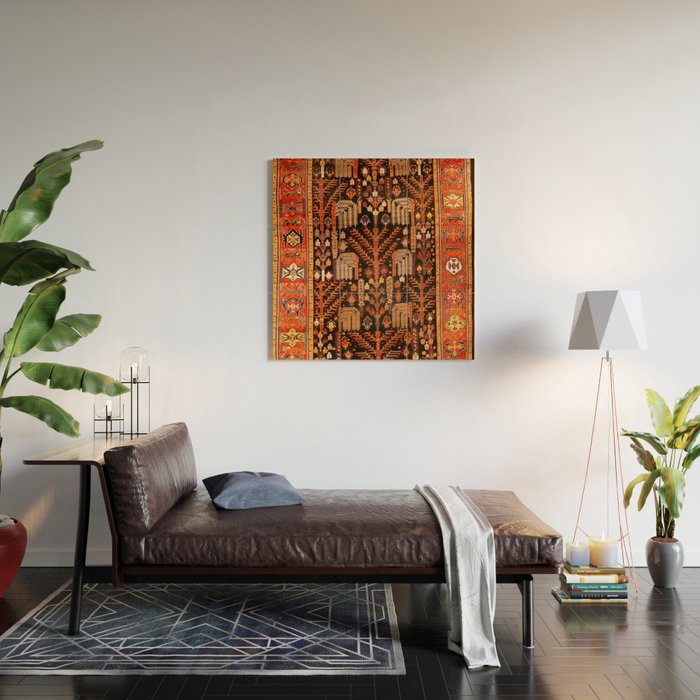 Floral Persian Bakhtiari Rug Print Wood Wall Art Gallery Image 2